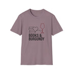 Books and Burgundy T-Shirt