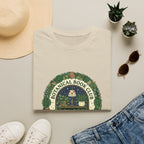 Botanical book club shirt, plant lady book lover tee, cottagecore bookshelf graphic, cat and plants t-shirt, sand colored bookish apparel
