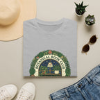 Botanical book club shirt, plant lady book lover tee, cottagecore bookshelf graphic, cat and plants t-shirt, sand colored bookish apparel