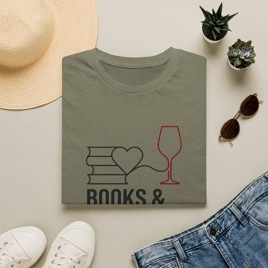 Books and Burgundy T-Shirt