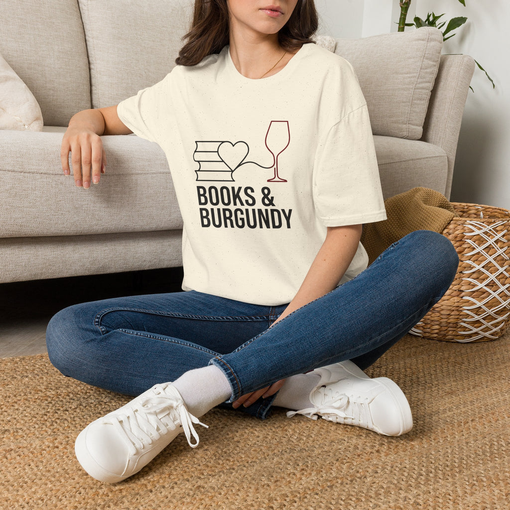Books and Burgundy T-Shirt
