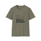 Books and Burgundy T-Shirt
