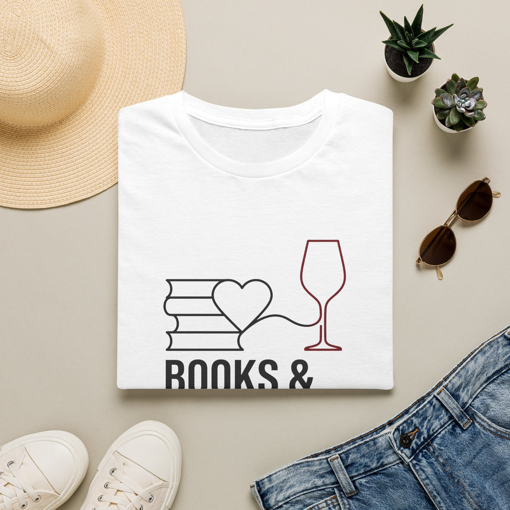 Books and Burgundy T-Shirt
