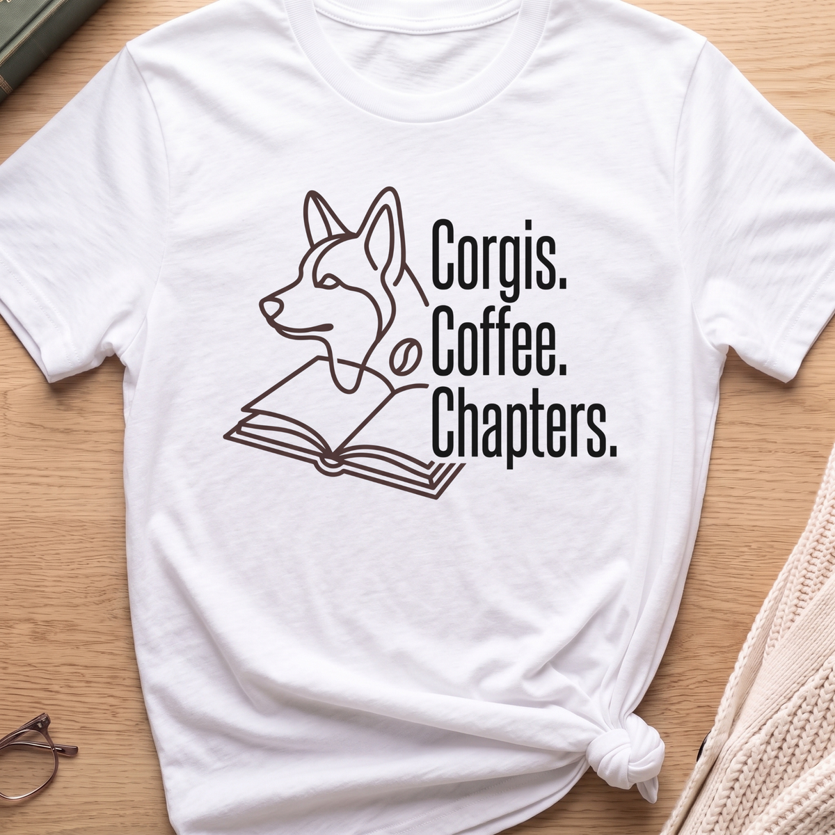 Corgis, Coffee, Chapters T-Shirt